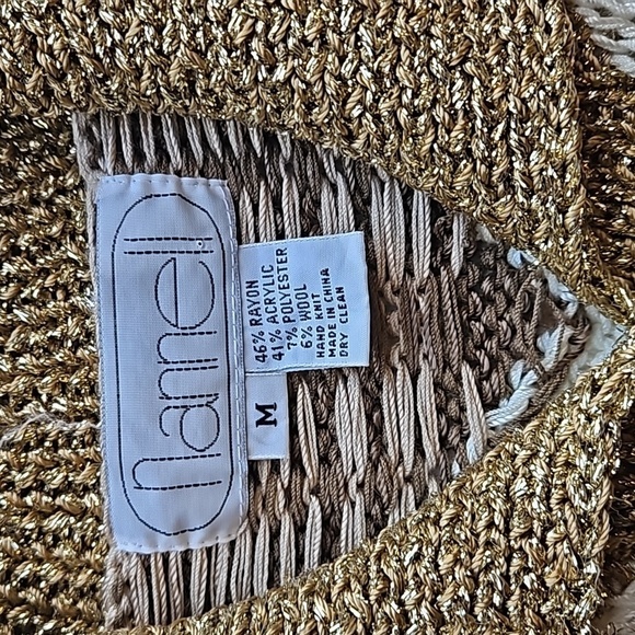Nannell Vintage Glitz and Glam Gold Cream Chevron Sweater M - Picture 4 of 8